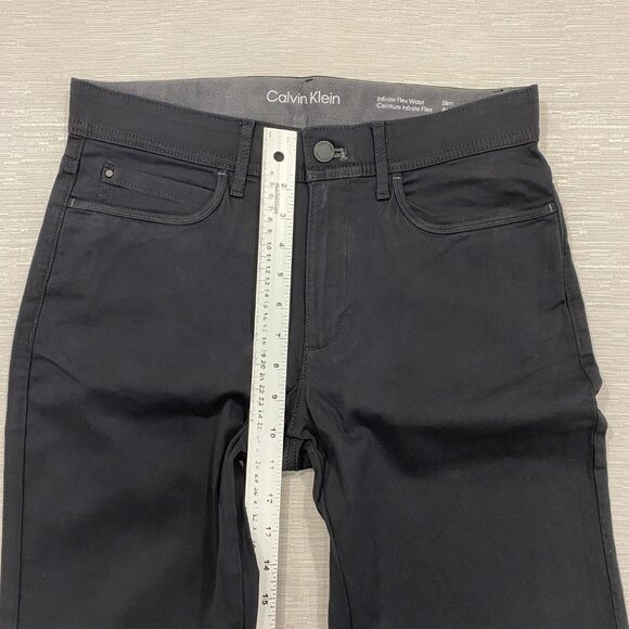 Calvin Klein Chino Pants Mens 30 x 32 Black Slim Fit Straight Flex Waist Cotton - Picture 11 of 13